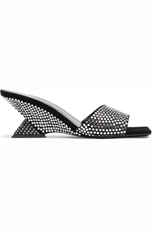The Attico 60mm Cheope Suede & Crystal Mules