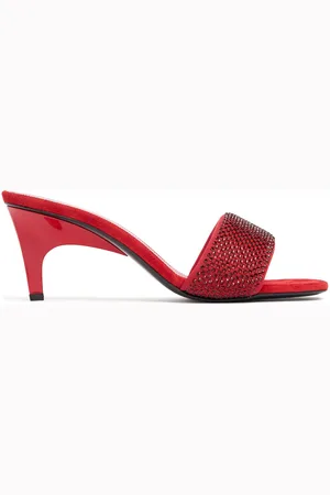 The Attico 60mm Rem Crystal & Suede Mules