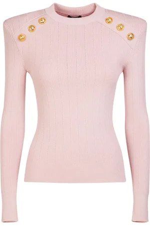 Balmain Viscose Knit Long Sleeve Top W/buttons