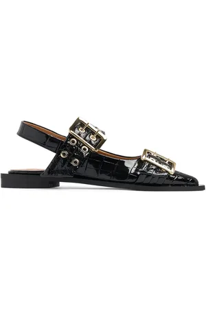 Ganni 20mm Chunky Embossed Naplack Ballerinas