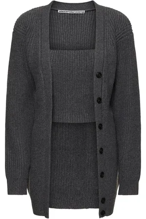 Alexander Wang Ribbed Bi-layer V Neck Cardigan