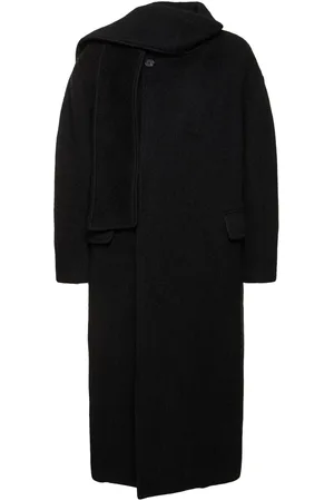 Msgm Wool Blend Long Coat W/scarf