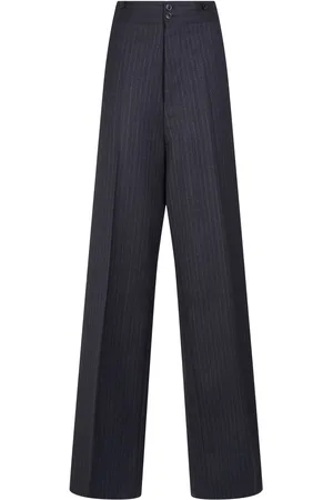 Maison Margiela Pinstripe Wool Wide Leg Pants