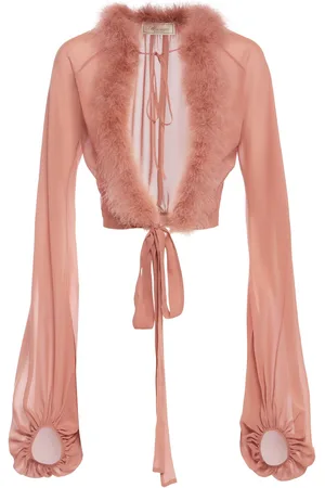 BLUMARINE Sheer Shirt With Feather Trim