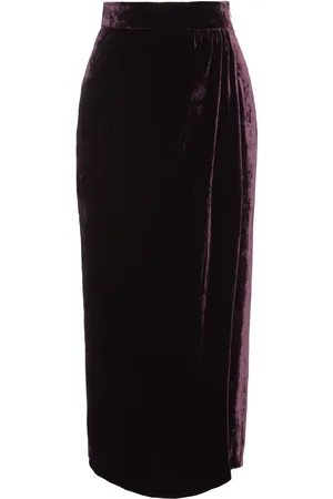 BLUMARINE Fluid Velvet Wrapped Midi Skirt