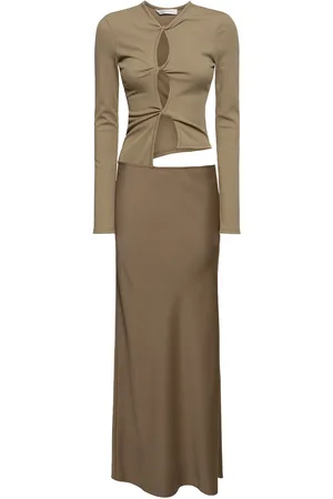 CHRISTOPHER ESBER Long-sleeved Satin Dress W/cutouts