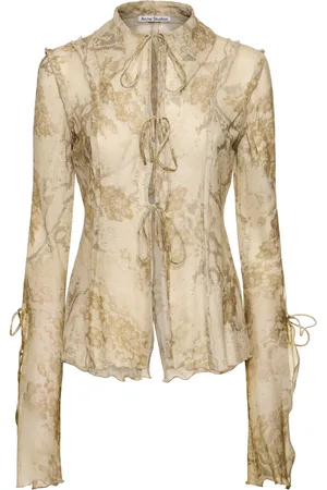 Acne Studios Printed Cotton & Silk Lace-up Shirt
