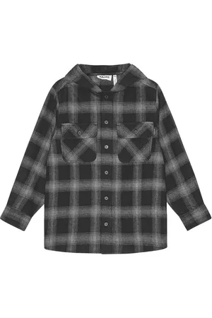 Molo Check Print Cotton Hooded Shirt