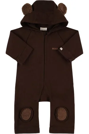 Donsje Cotton Hooded Romper W/ear Appliqués