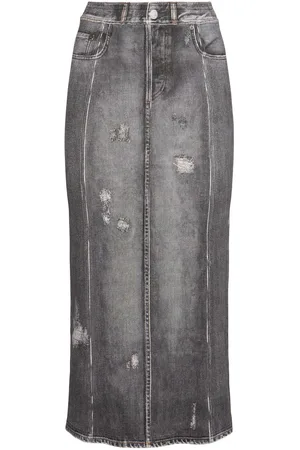 Acne Studios Printed Stretch Cotton Midi Skirt