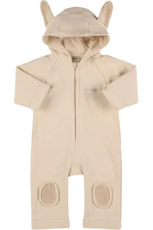 Donsje Cotton Hooded Romper W/ear Appliqués