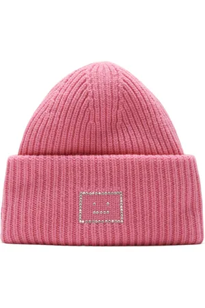 Acne Studios Pansy Crystal Logo Wool Hat