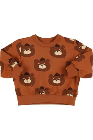 Tiny Cottons Bear Print Cotton Crewneck Sweatshirt