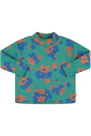 Tiny Cottons Flower Print Cotton Blend Knit Sweater