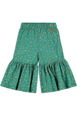Tiny Cottons Flower Print Ribbed Cotton Pants