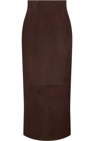 Khaite Loxley Leather Long Skirt