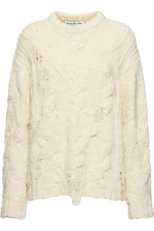 Acne Studios Kolda Distressed Cable Knit Wool Sweater