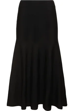 Khaite Mayu Knitted Wool Blend Midi Skirt