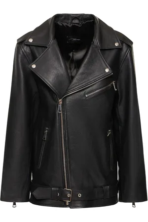 Manokhi Belted Leather Biker Jacket