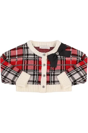 MONNALISA Check Print Knit Cardigan