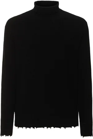 LANEUS Distressed Wool Turtleneck Sweater