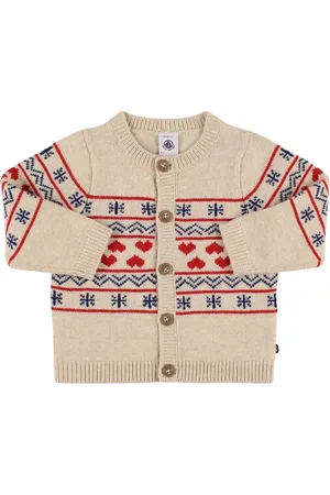 Petit Bateau Jacquard Knit Wool Blend Cardigan