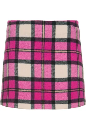 Msgm Wool Blend Tartan Mini Skirt