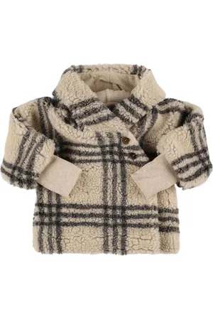 1+ IN THE FAMILY Check Print Teddy Hooded Jacket