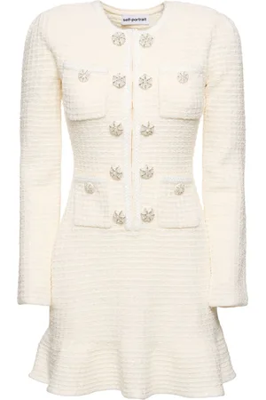 Self-Portrait Buttoned Knit Mini Dress