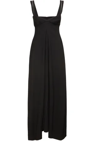 Carven Wool Blend Crepe Long Dress
