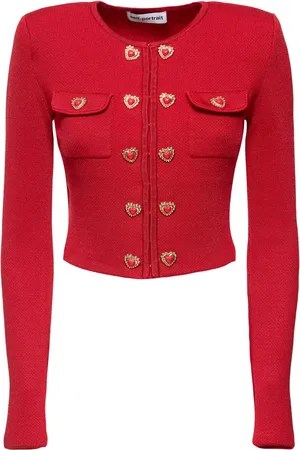 Self-Portrait Heart Buttoned Knit Ardigan