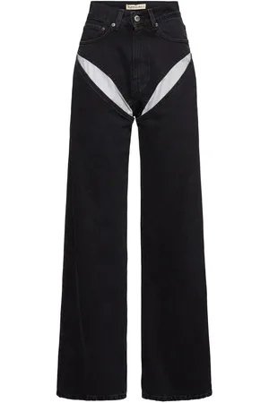 Y / PROJECT High Rise Cutout Denim Wide Jeans
