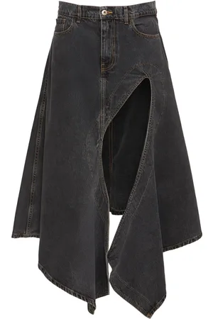 Y / PROJECT Asymmetric High Rise Denim Midi Skirt