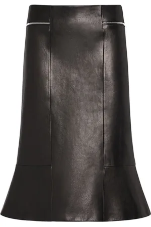 Khaite Francine Leather Midi Skirt