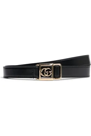 Gucci 2cm Leather Tie Belt W/ Double G Buckle