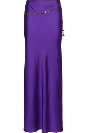 Paco rabanne Satin Long Skirt W/chain