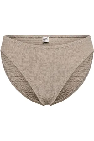 Totême Smocked Midrise Bikini Bottoms