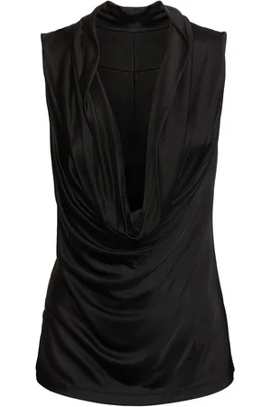 Helmut Lang Draped Viscose Satin Sleeveless Top