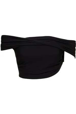 Casablanca Draped Crepe Jersey Crop Top