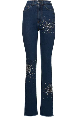 Des Phemmes Embellished High Rise Straight Jeans