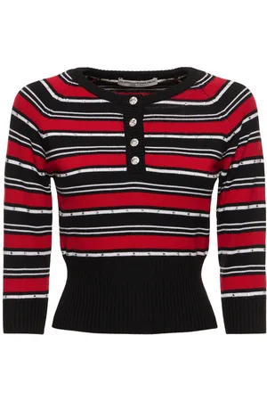 Alessandra Rich Striped Wool Knit Sweater