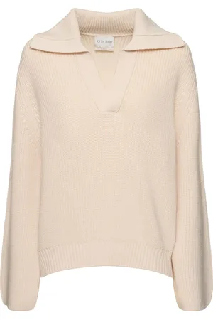 FORTE FORTE Stretch Wool Cob Knit Polo Sweater
