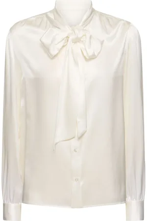 Alessandra Rich Silk Satin Shirt W/ Bow