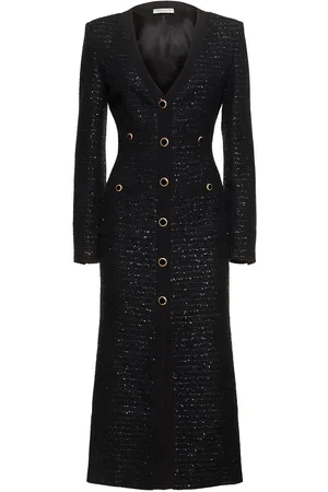 Alessandra Rich Sequined V-neck Tweed Midi Dress