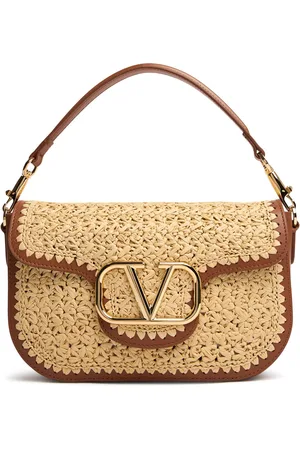 VALENTINO GARAVANI Logo Raffia Effect Shoulder Bag