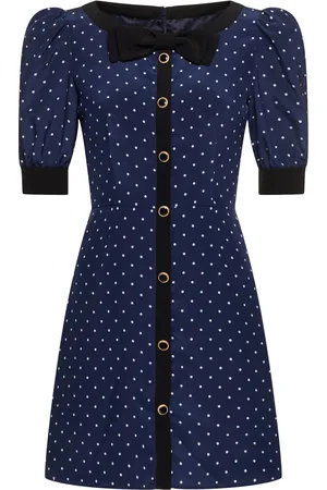 Alessandra Rich Polka Dot Print Silk Mini Dress