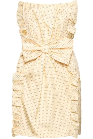 Alessandra Rich Polka Dot Silk Twill Mini Bustier Dress