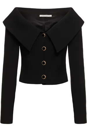 Alessandra Rich Off-shoulder Wool Cardigan