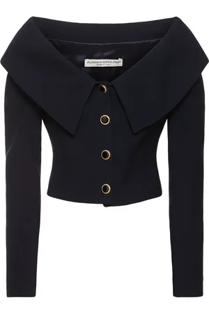 Alessandra Rich Off-shoulder Wool Cardigan