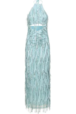 ROTATE Embellished Halter Neck Maxi Dress